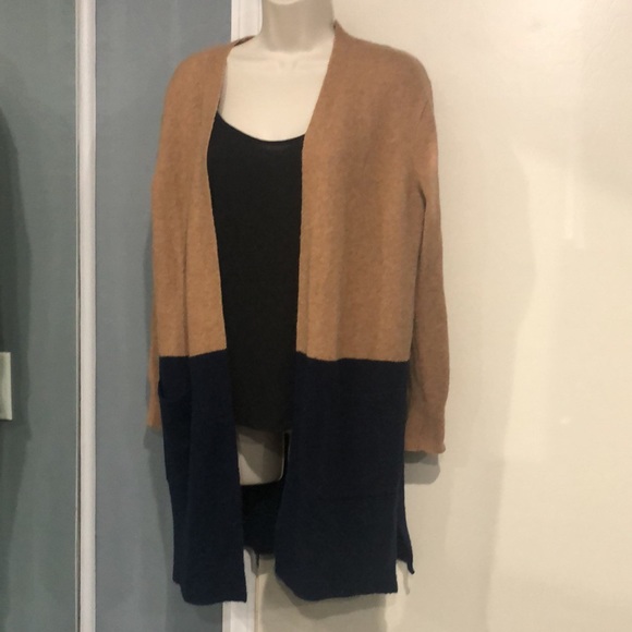 Madewell Kent Colorblock Coziest Sweater tan/blue - Picture 7 of 16